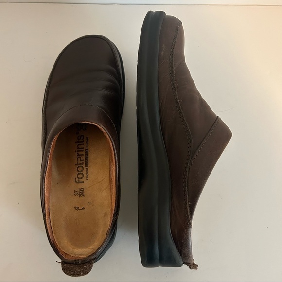 Birkenstock Footprints brown genuine leather slip on slides clogs Size 6.5 EU 37 - Picture 4 of 6